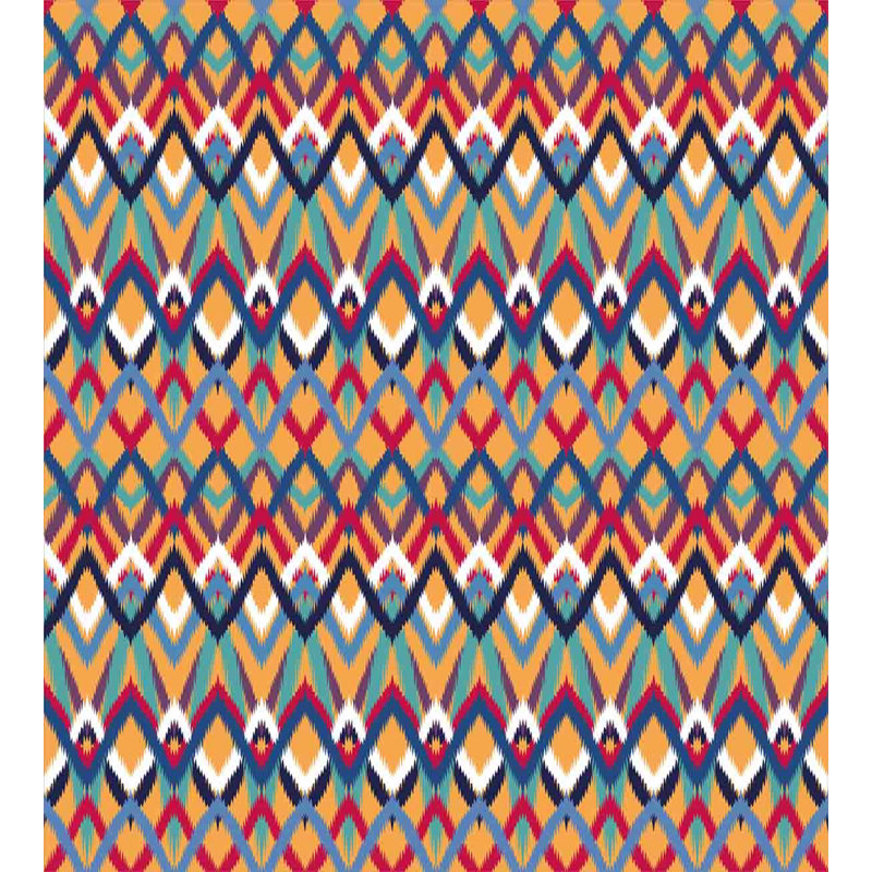 Colorful Geometric Ikat Pattern Queen Duvet Cover Set