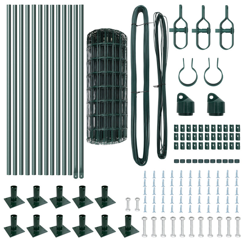 Galvanised Steel Border Fencing, Green, 40 x 2500 x 0.2 cm