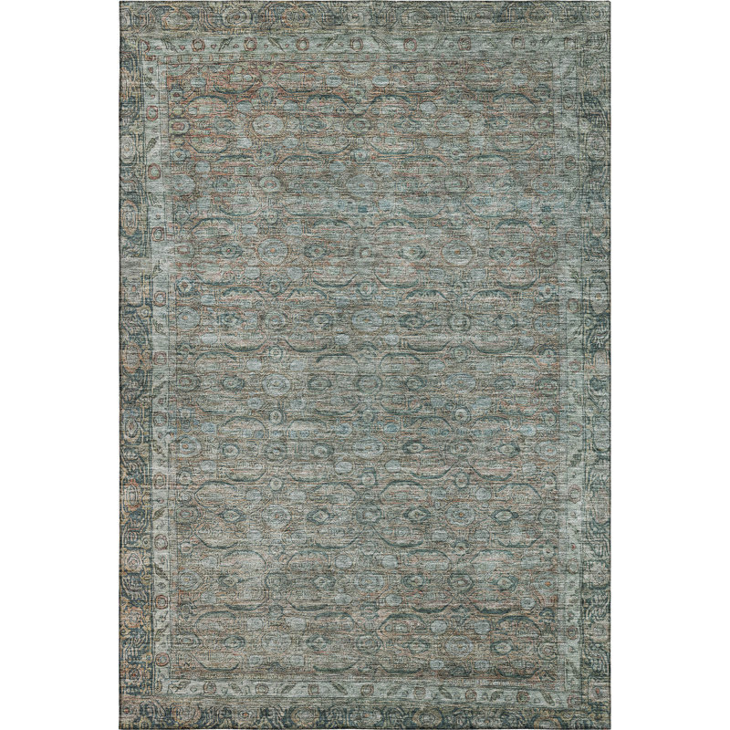 Premium Machine Washable Lubbers AMF1762 Border Rug, Rectangle 3' x 5'