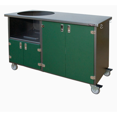 4 Door Cabinet For Large BGE, Silver Vein Body With Black Doors And Black Hardware