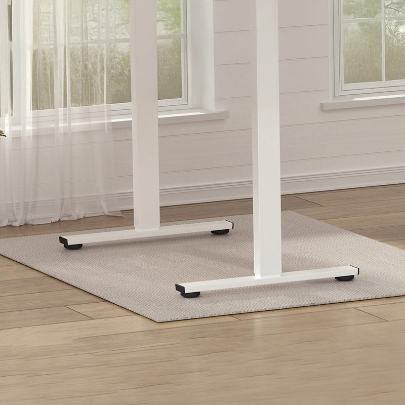 Bureau électrique debout à hauteur réglable, Blanc / blanc, H 28,74 po x l 47,24 po x P 23,62 po