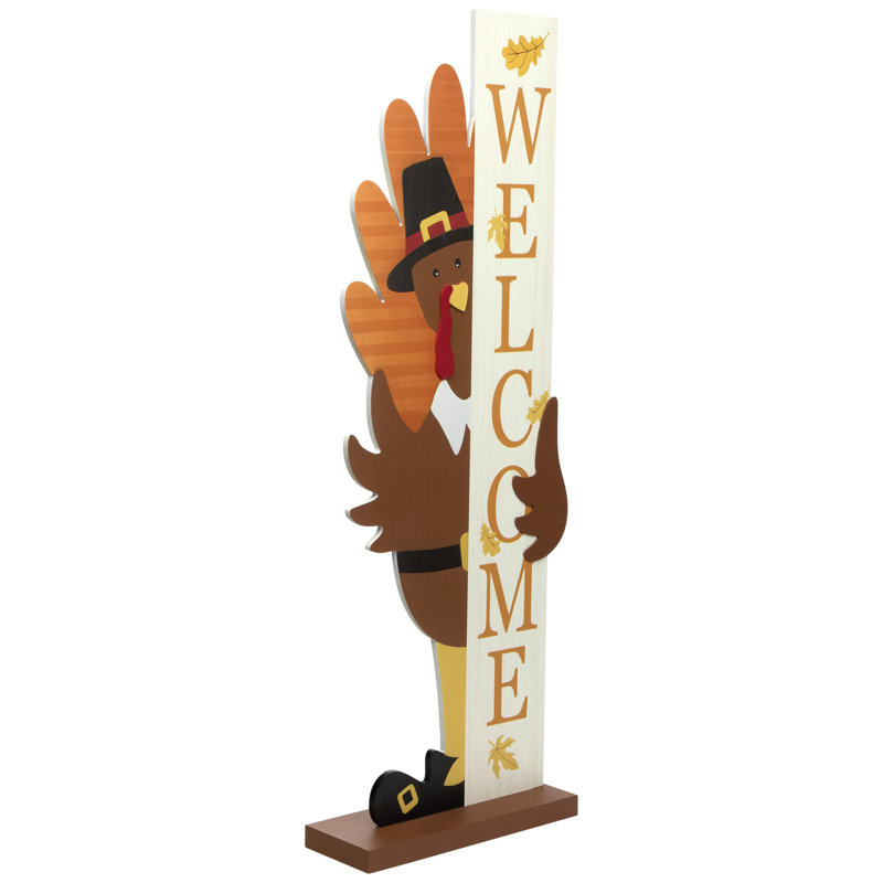 Turkey Welcome Fall Harvest Outdoor Porch Sign - 35.5"