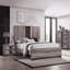 Commode contemporaine 1 pièce à cinq tiroirs avec boutons en métal brun et gris
