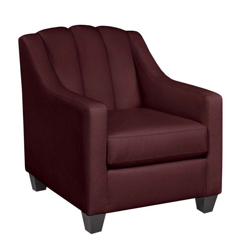 Fauteuil Canvey, Cuir véritable cerise