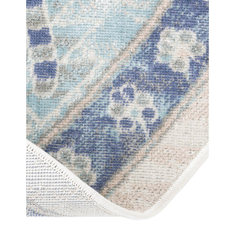 Tapis bleu ciel Parchette, Rond 7 pi 10 po