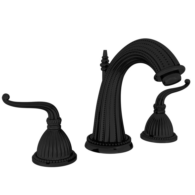 Alexandria Widespread Bathroom Faucet with Drain Assembly, Gloss Black