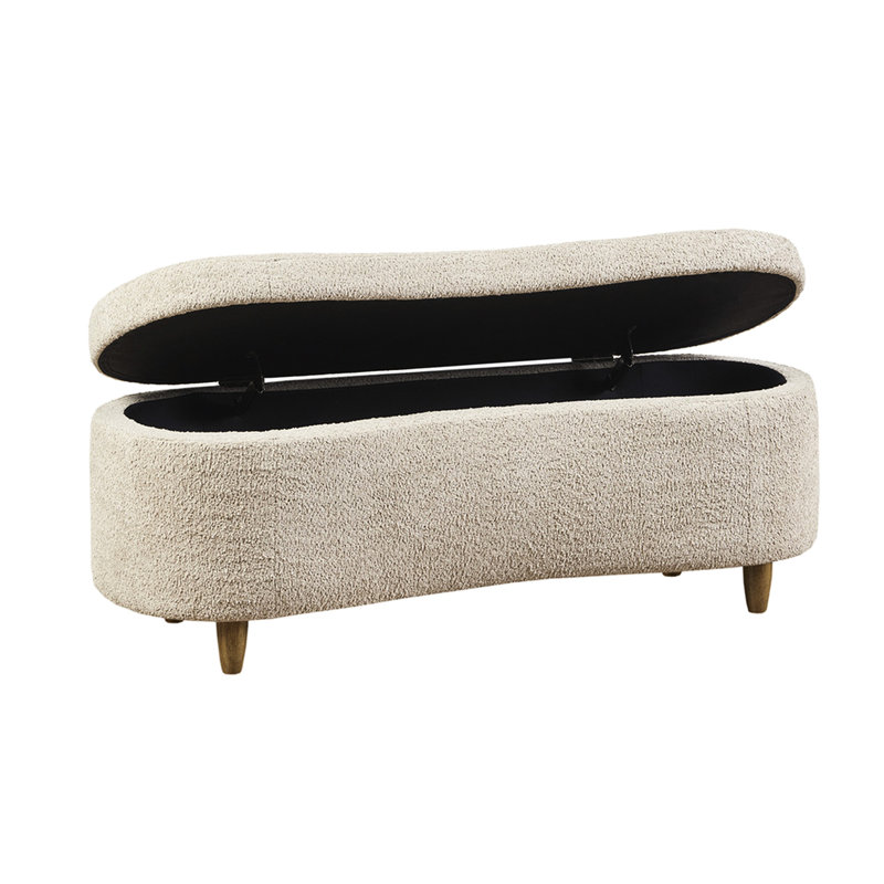 Banc de rangement rembourré à couvercle rabattable en taupe pour un usage domestique avec tissu et couleur pratique