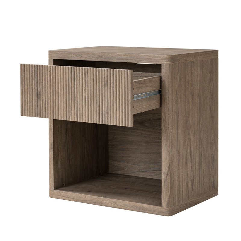 Table de chevet avec table de chevet avec rangement et tiroir, Brun cendré