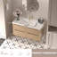 Meuble-lavabo mural simple moderne de 122 cm (48 po) au fini chêne naturel et lavabo intégrée.-510615033