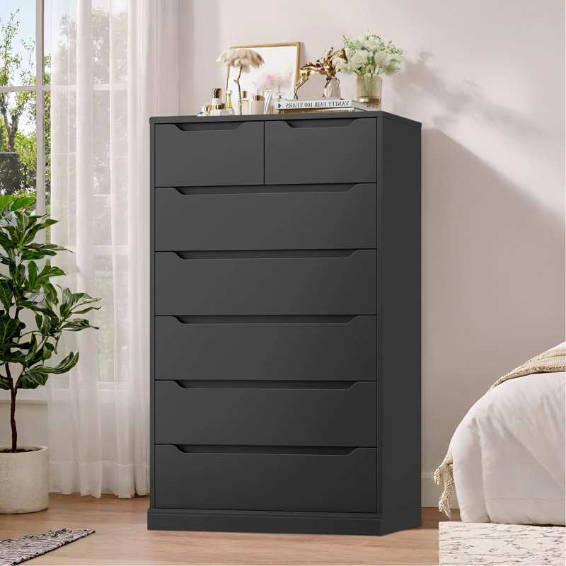 Commode 7 tiroirs, Noir
