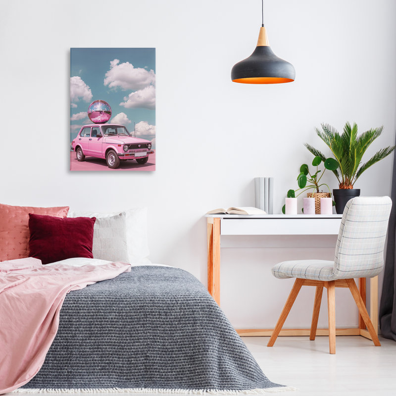 Disco Ball Car & Clouds Canvas, design par LSR Design Studio, H 30 po x l 20 po