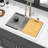 White Granite Composite 30X22" Workstation Drop - In Kitchen Sink, Thick Stone, Non Porous, , Package With Drying Roll Up Rack And Strainers Assembly Sink Workstation, Eliminates Noise, Smooth