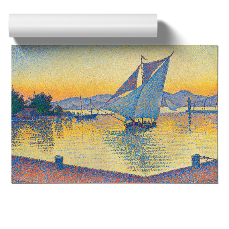 The Port At The Sunset by Paul Signac - No Frame Painting, 42cm H x 59cm W x 0.1cm D