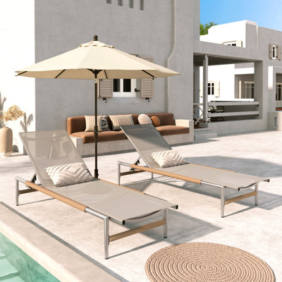 Hargrove Outdoor Patio Aluminum Chaise Lounge, Set Of 2