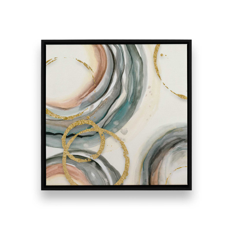 Golden Echoes v1, reproduction sur toile dans un cadre noir satiné, H 16,75 po x l 16,75 po x P 1,75 po