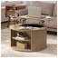 Table basse ronde avec plateau relevable, table basse à plateau relevable cylindrique de 31,5 po avec rangement à compartiments cachés, petite table centrale cannelée pour salon, chêne-1915956623