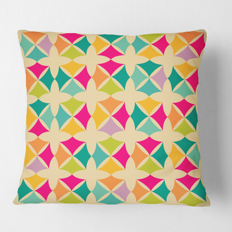Coussin décoratif abstrait à motif géométrique abstrait III - Mid-Century, 18 po x 18 po