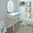 Leicester Vanity Table Set with Adjustable Brightness Mirror and Cushioned Stool-1024597711