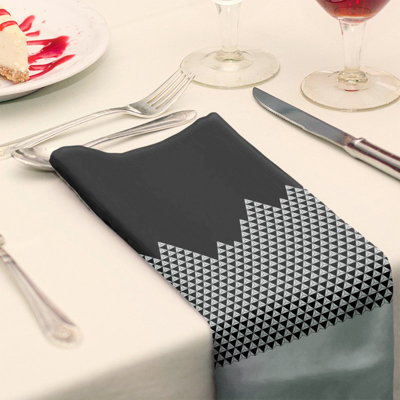 Polyester Geometric Square Napkin, Black, 0.1" H x 10" W x 10" D, Polyester Twill