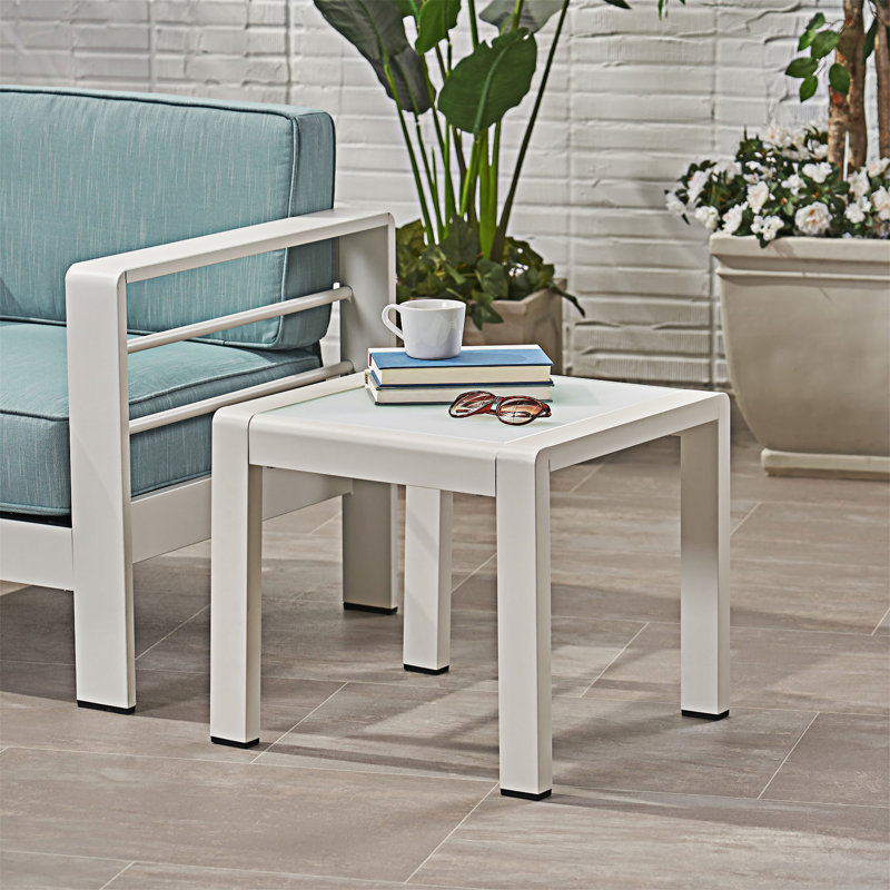 Table d'appoint d'extérieur, Blanc / transparent