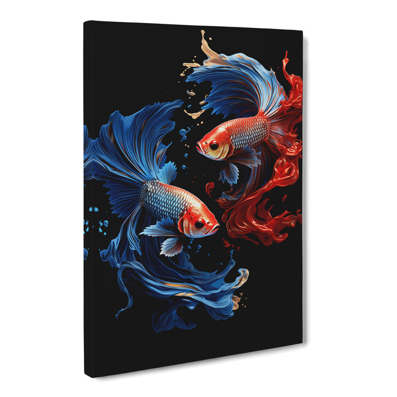 Siamese Fighting Fish Gothic No.3 - No Frame Print, 50cm H x 35cm W x 3cm D