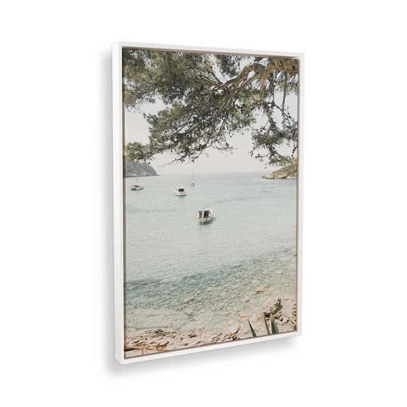 Impression sur toile Peaceful Ocean Cove, H 12,75 po x l 8,75 po x P 1,75 po, Cadre flottant blanc opaque