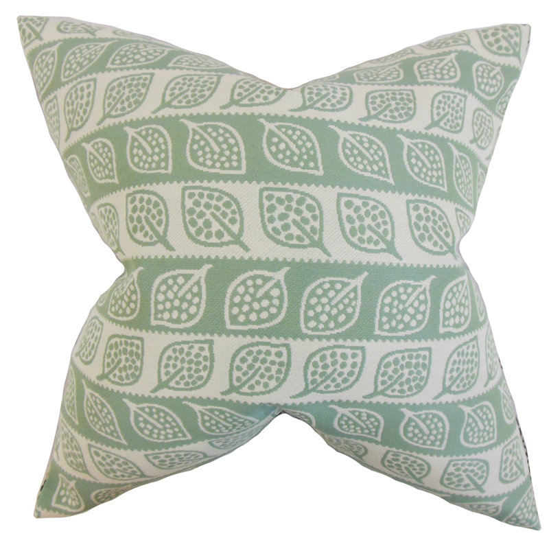 Coussin décoratif à feuillage ottilie, Bleu, 24 po x 24 po