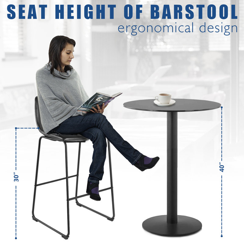 Tabourets de bar en cuir Parveena, Gris, 2, Tabouret de bar (siège d'une hauteur de 30 po)