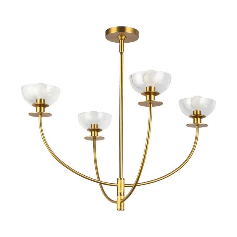 Lustre moderne 4 lumières 26 po Blakehurst, Or brossé