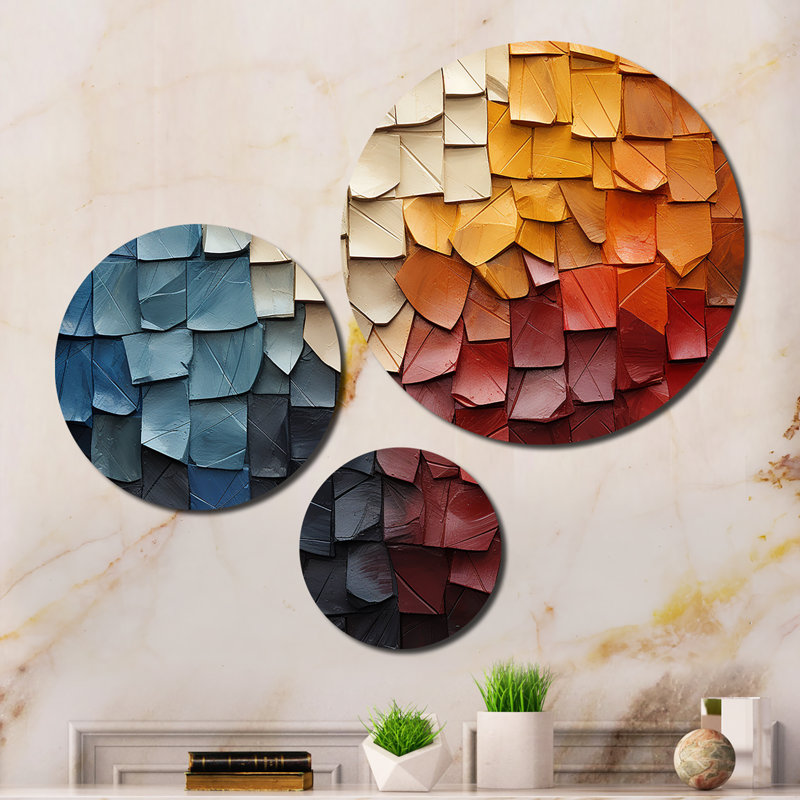 Forest Red Wood Collage III Abstract Wall Decor on Metal