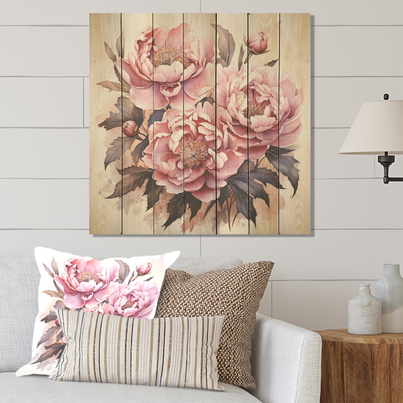 Pivoine mauve en beauté - pivoine sur bois, H 15 po x l 15 po