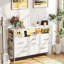 Commode blanche pour meuble télé 6 tiroirs - station de charge et commodes à DEL et commodes
