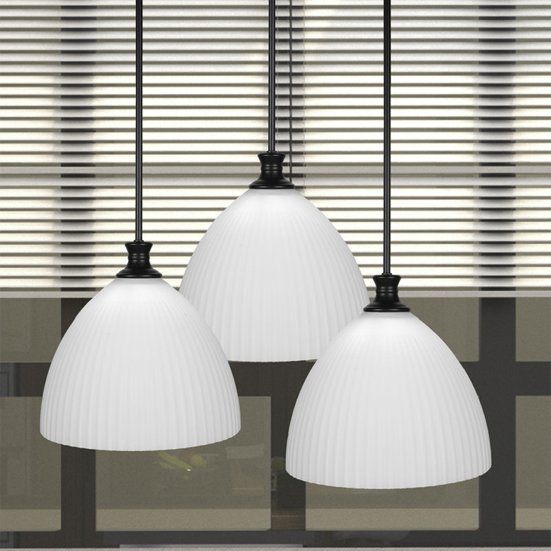Luminaire suspendu Carina, Noir mat, Opale, H 13 po x l 13,5 po x P 13,5 po