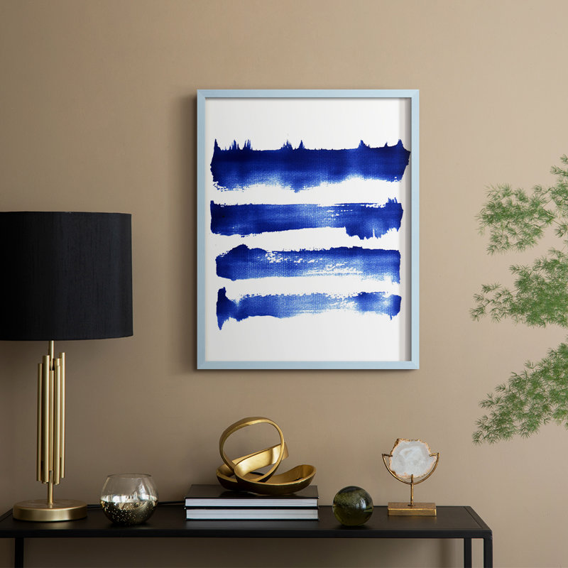 "Abstract", abstrait encadré, prêt à accrocher , Bleu, H 29 po x l 23 po