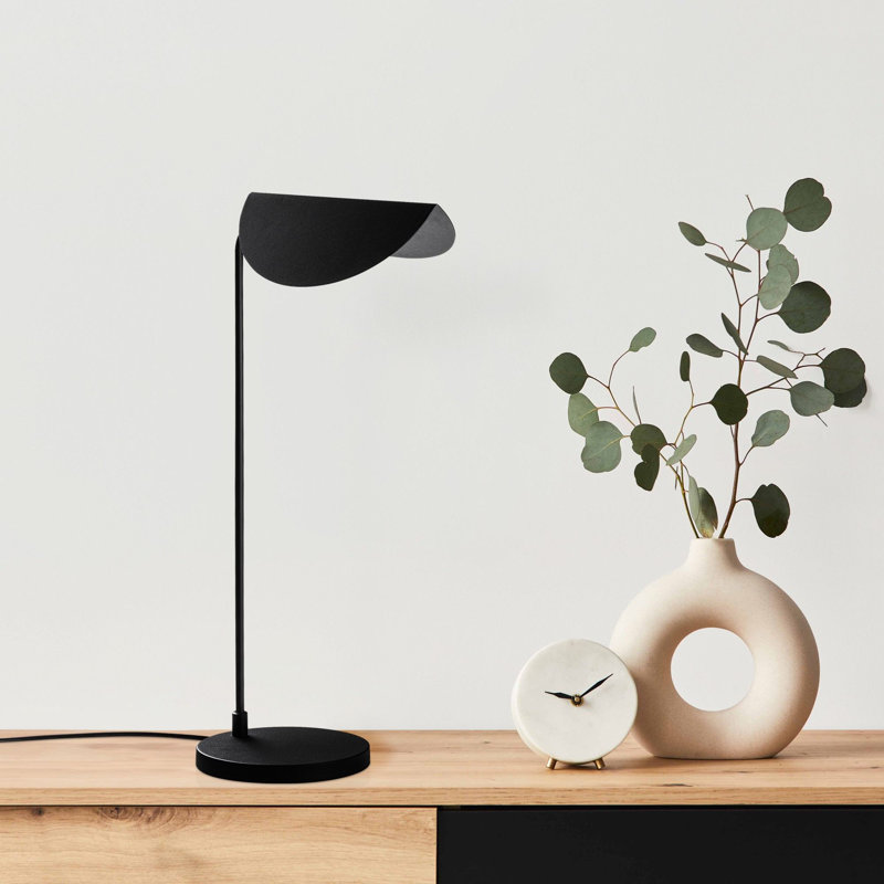 Modern Black Table Lamp with Metal Body, 11.8 x 7.1 x 22.4 inches | 18 cm Base Plate | 6.6 ft Cable, On/Off Switch | E14 Socket (Max 40W) | Scandinavian Design, Stylish Solid Color Accent for Home & Office