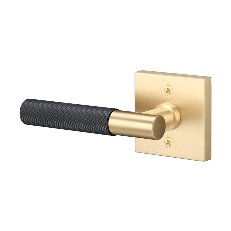 Aspra Square Dummy Rosette, Knurled Grip, Satin Brass/Black, Single Dummy
