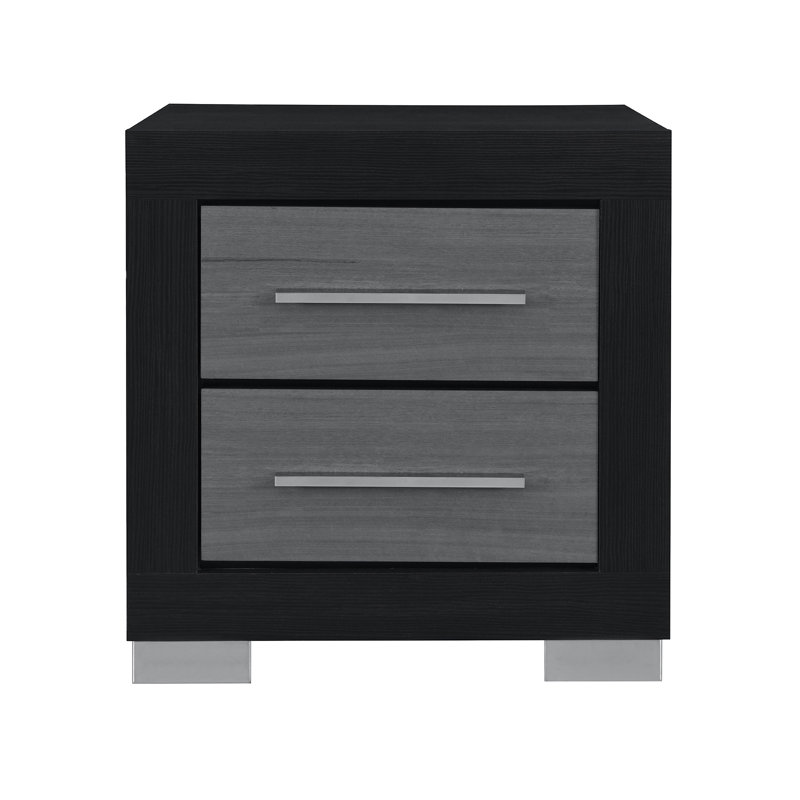 Table de chevet noire et grise Elsa (table de chevet seulement), Noir