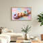 Toile assortie avec beignets glacés et paillettes sur fond pastel-881387190
