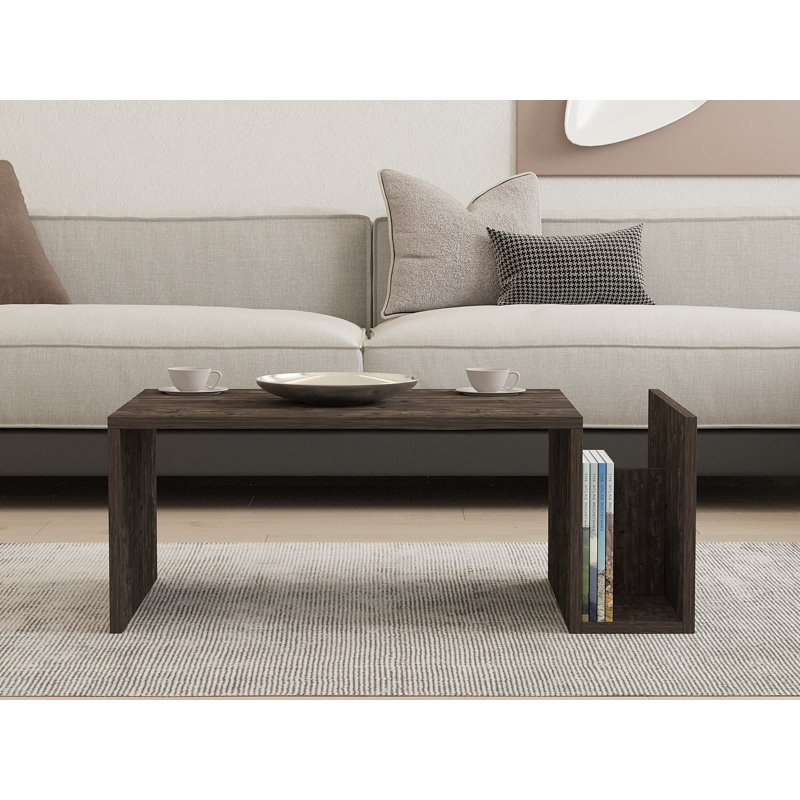 Table basse moderne avec tablette inférieure, anthracite, 34,2 po x 12,8 po x 19,7 po | 100% panneau de particules enduit de mélamine, épaisseur: 0,7 pouce | Design industriel mural pour espaces de vie contemporains