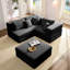 Canapé modulaire surdimensionné noir à usage résidentiel, modulaire avec 6 coussins, espaces d'installation rapide, assemblage-370128365