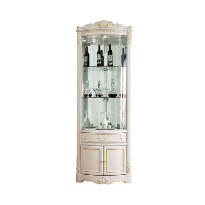 33.86"European-style solid wood white corner cabinet for wine storage
