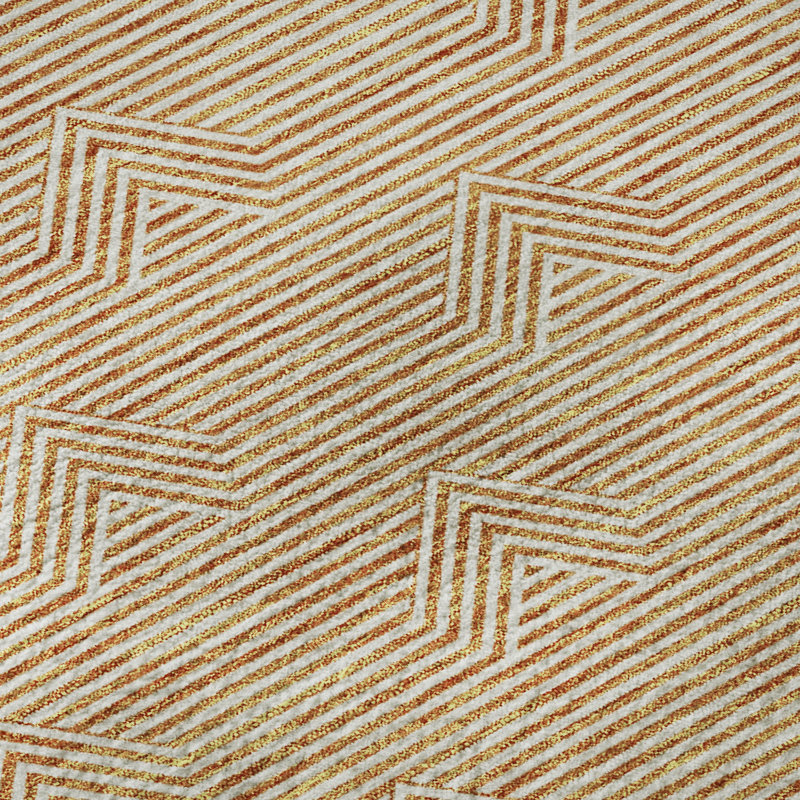 Premium Machine Washable Prisco Orange Rug, Rectangle 1'8" x 2'6"