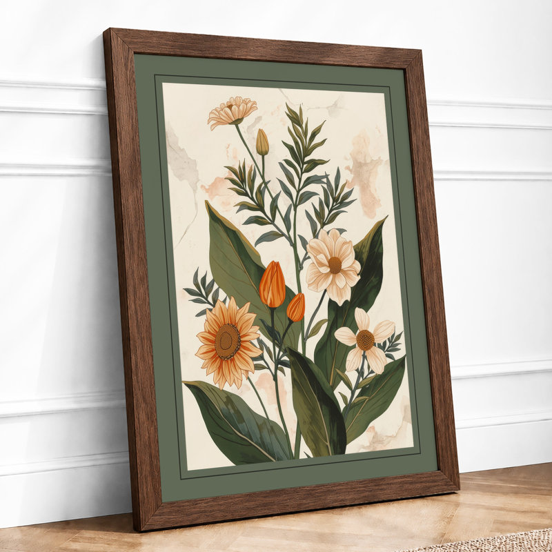 Flowering Study Botanical - Framed Print, A3 - 42.0 x 29.7 cm, Walnut