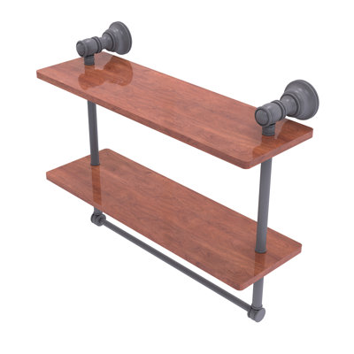 Tablette en bois massif 2 pièces avec barre à serviettes Freyja