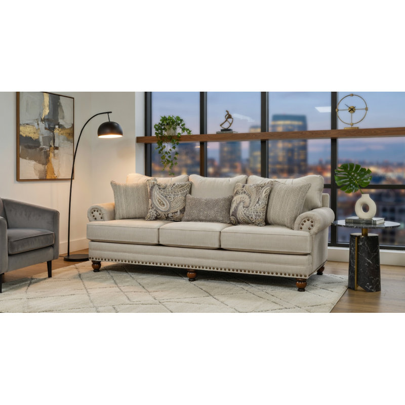 Canapé 96 po Freda, Polyester beige, H 40 po x l 96 po x P 42 po