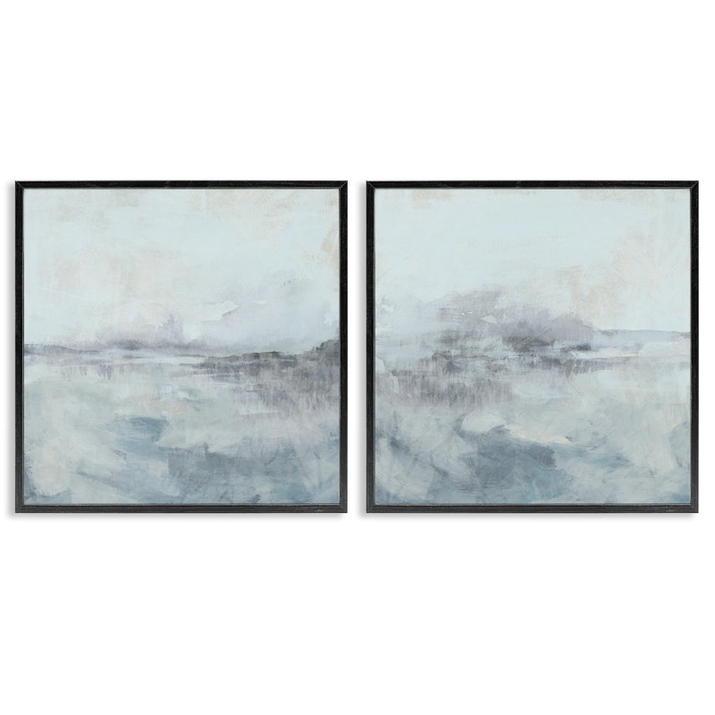Ensemble de 2 giclées encadrées Misty Horizon View, design par June Erica Vess, H 12 po x l 24 po