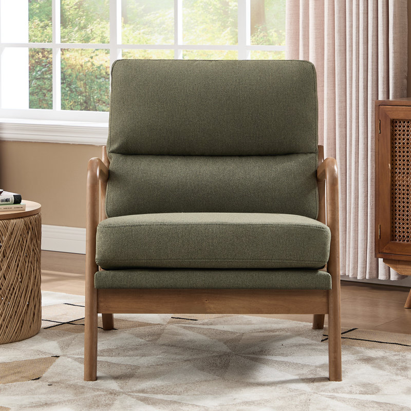 Lechia 25.59" W Linen Blend Upholstered Armchair, Green