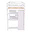 Lit mezzanine simple avec tiroirs et tiroirs de rangement, lit mezzanine en bois avec tablettes - blanc