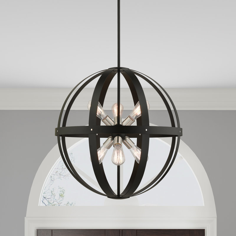 Eda 6 - Light Dimmable Globe Chandelier, Textured Black