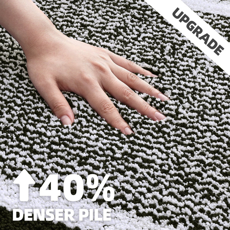 Bath Rug With Non-Slip Backing, Black, 47" L x 24" W